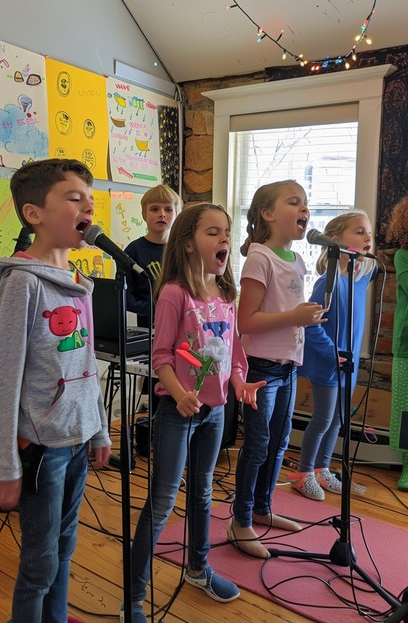 Children singing in music class – vocal and musical theatre lessons in St. Catharines, Niagara Region